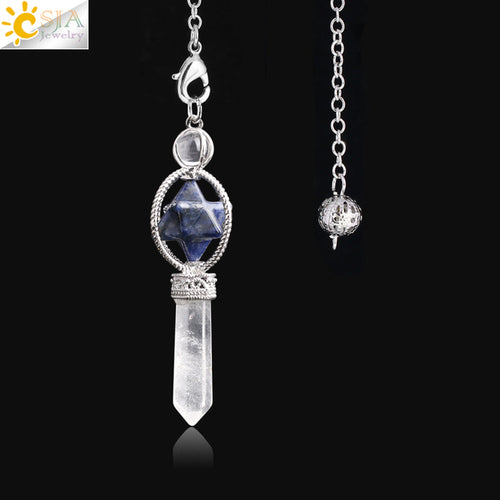 Csja Merkaba Dowsing Pendulum Quartz Natural Stone Crystal Reiki