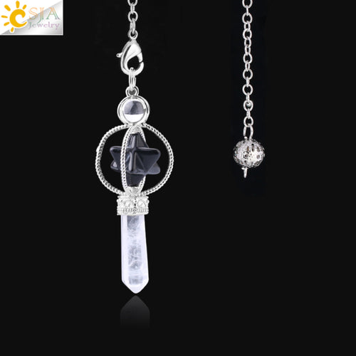 Csja Merkaba Dowsing Pendulum Quartz Natural Stone Crystal Reiki