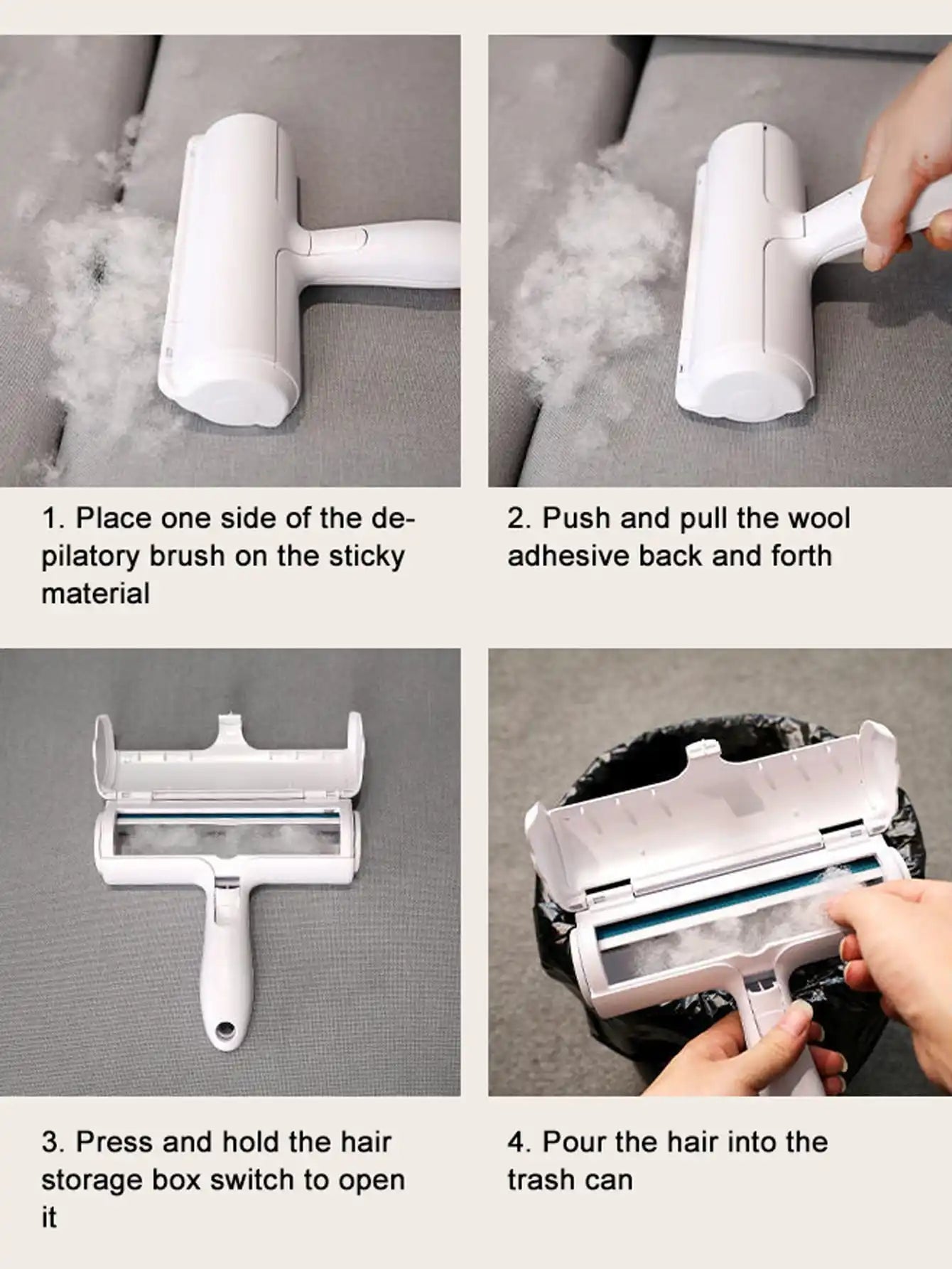Pet Hair Roller Remover Lint Brush 2-Way Dog Cat Comb Tool Convenient