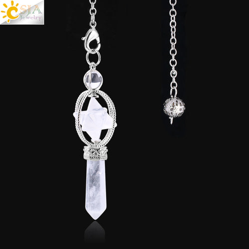 Csja Merkaba Dowsing Pendulum Quartz Natural Stone Crystal Reiki
