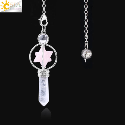 Csja Merkaba Dowsing Pendulum Quartz Natural Stone Crystal Reiki