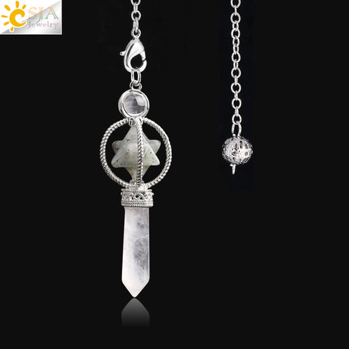 Csja Merkaba Dowsing Pendulum Quartz Natural Stone Crystal Reiki