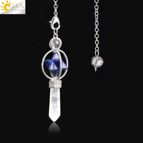 Csja Merkaba Dowsing Pendulum Quartz Natural Stone Crystal Reiki