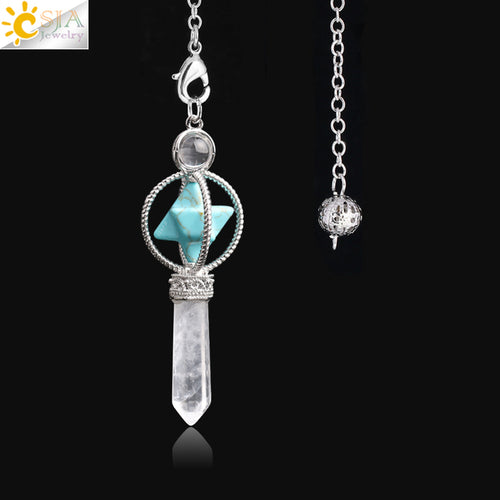 Csja Merkaba Dowsing Pendulum Quartz Natural Stone Crystal Reiki