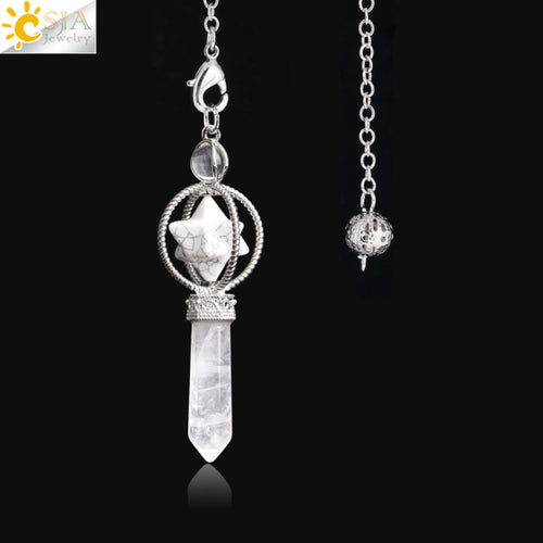 Csja Merkaba Dowsing Pendulum Quartz Natural Stone Crystal Reiki