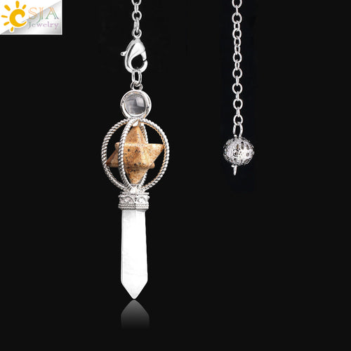Csja Merkaba Dowsing Pendulum Quartz Natural Stone Crystal Reiki