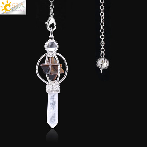 Csja Merkaba Dowsing Pendulum Quartz Natural Stone Crystal Reiki