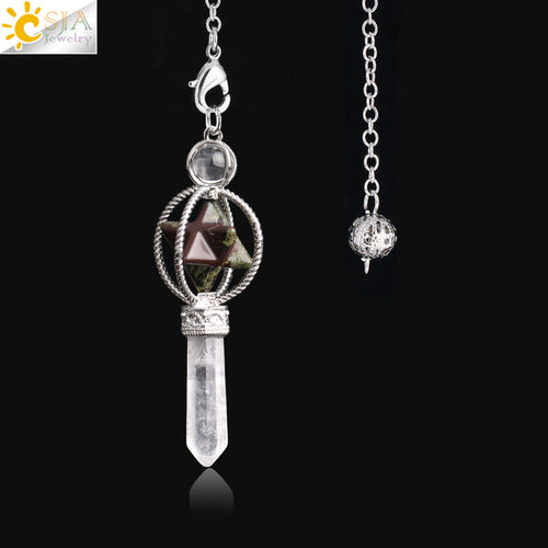 Csja Merkaba Dowsing Pendulum Quartz Natural Stone Crystal Reiki