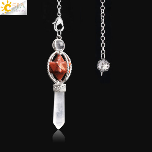 Csja Merkaba Dowsing Pendulum Quartz Natural Stone Crystal Reiki