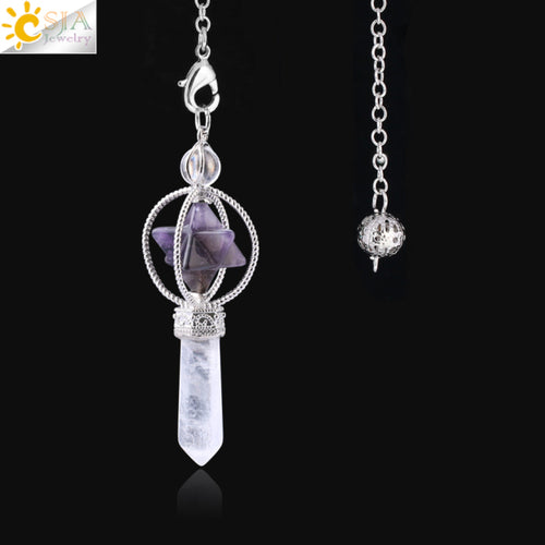 Csja Merkaba Dowsing Pendulum Quartz Natural Stone Crystal Reiki