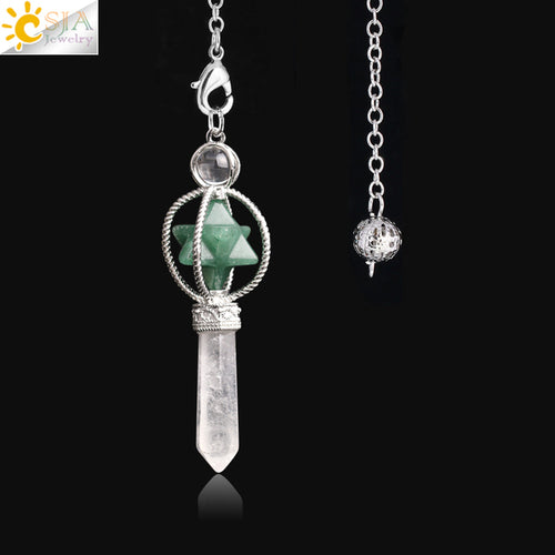 Csja Merkaba Dowsing Pendulum Quartz Natural Stone Crystal Reiki