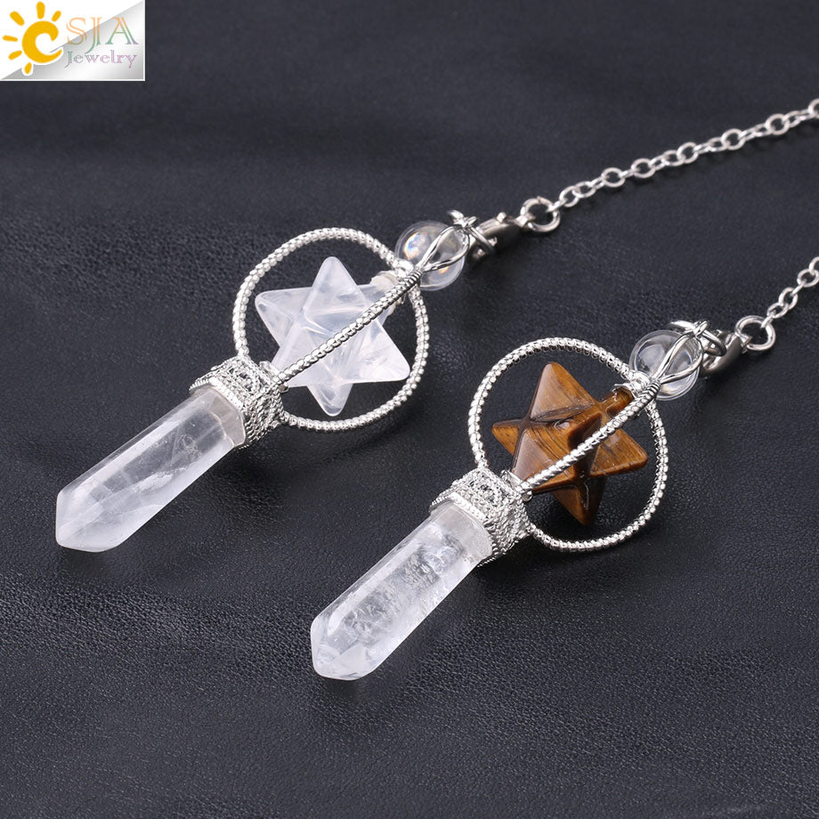 Csja Merkaba Dowsing Pendulum Quartz Natural Stone Crystal Reiki