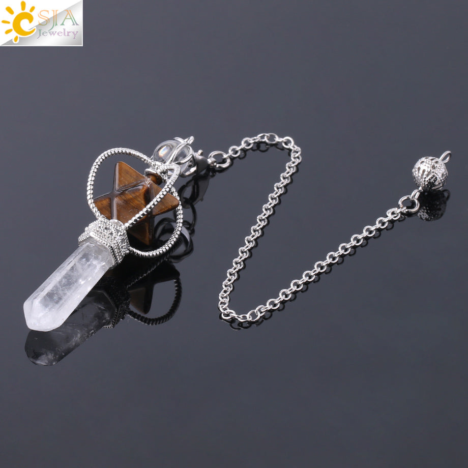 Csja Merkaba Dowsing Pendulum Quartz Natural Stone Crystal Reiki