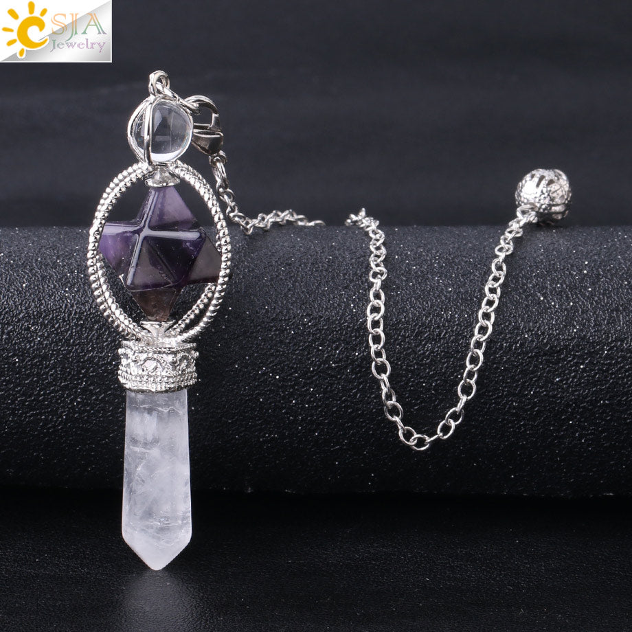 Csja Merkaba Dowsing Pendulum Quartz Natural Stone Crystal Reiki