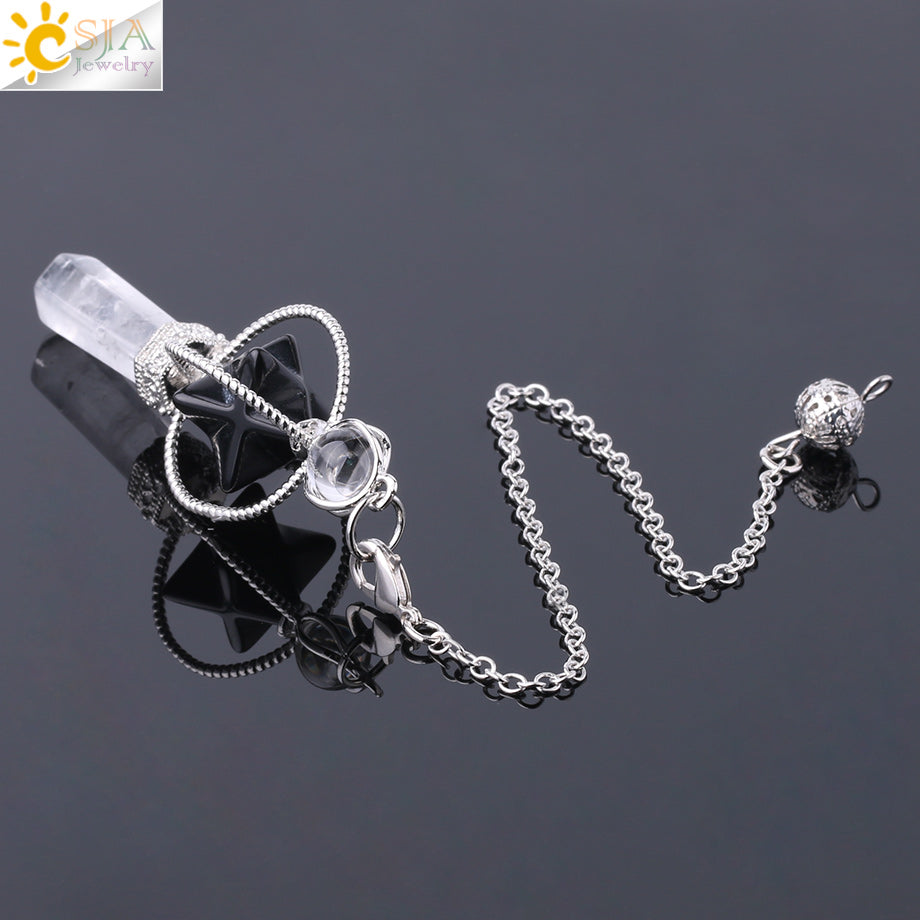 Csja Merkaba Dowsing Pendulum Quartz Natural Stone Crystal Reiki