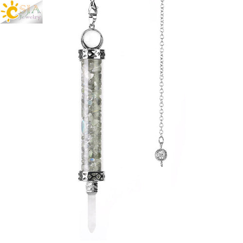 Csja Wishing Bottle Pendulum For Divination Crystal Stone Pendant