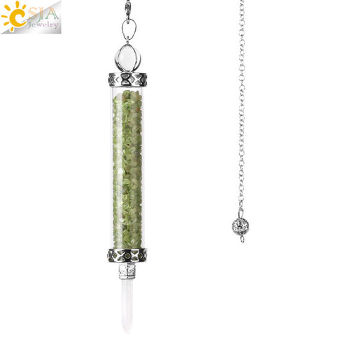 Csja Wishing Bottle Pendulum For Divination Crystal Stone Pendant
