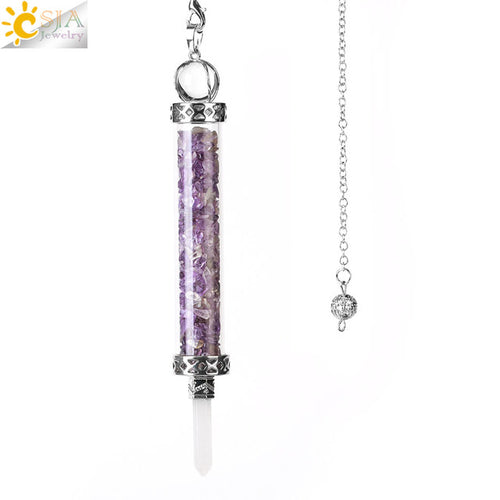 Csja Wishing Bottle Pendulum For Divination Crystal Stone Pendant