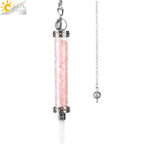 Csja Wishing Bottle Pendulum For Divination Crystal Stone Pendant