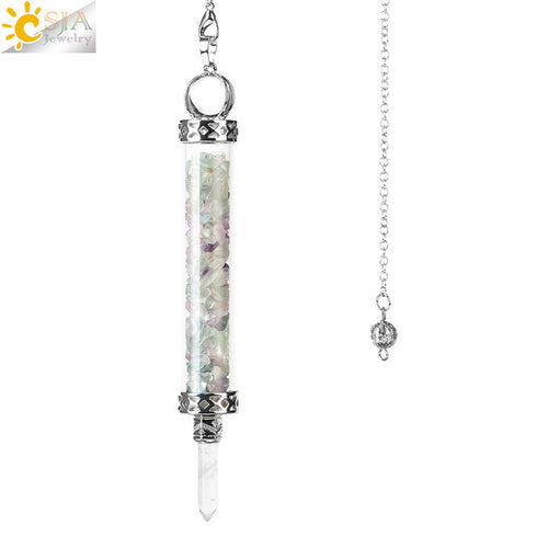 Csja Wishing Bottle Pendulum For Divination Crystal Stone Pendant