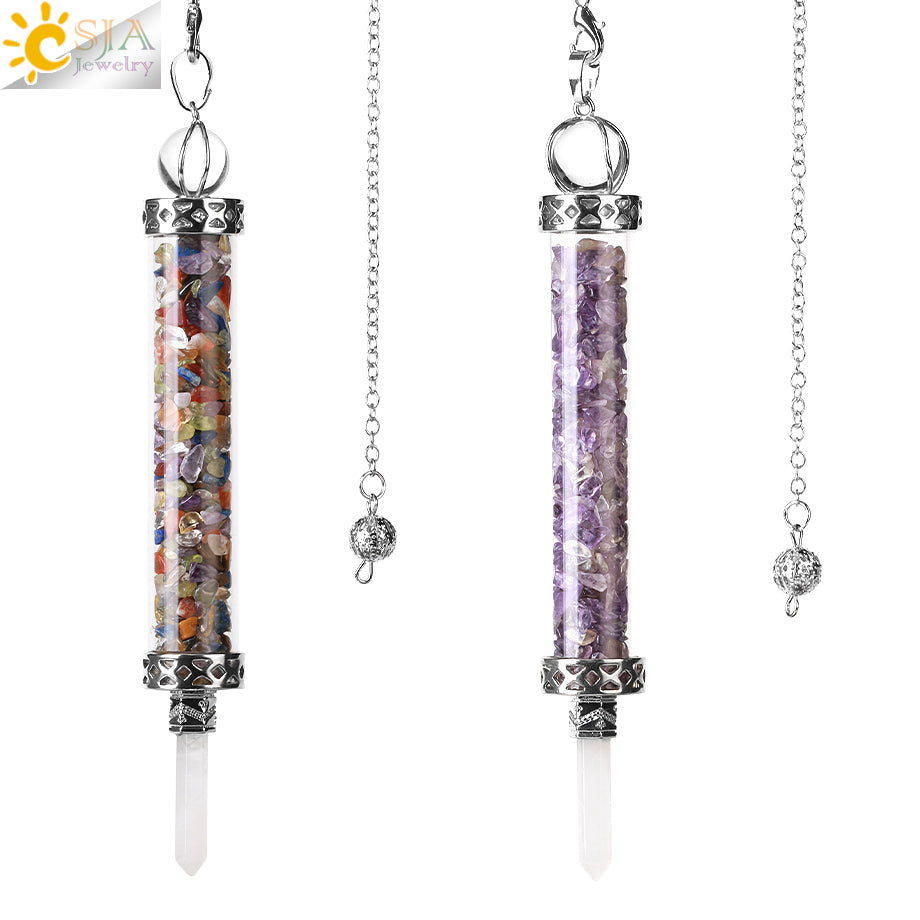 Csja Wishing Bottle Pendulum For Divination Crystal Stone Pendant