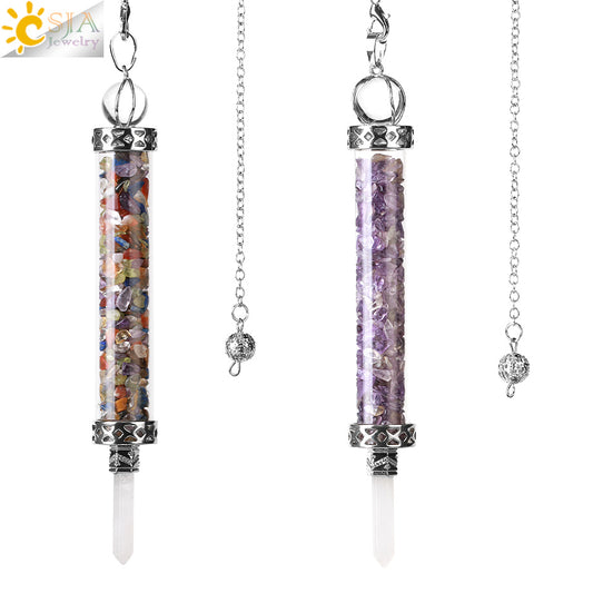 Csja Wishing Bottle Pendulum For Divination Crystal Stone Pendant