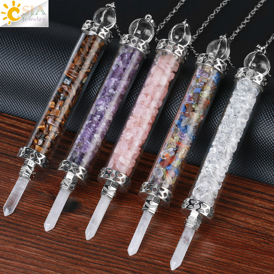 Csja Wishing Bottle Pendulum For Divination Crystal Stone Pendant