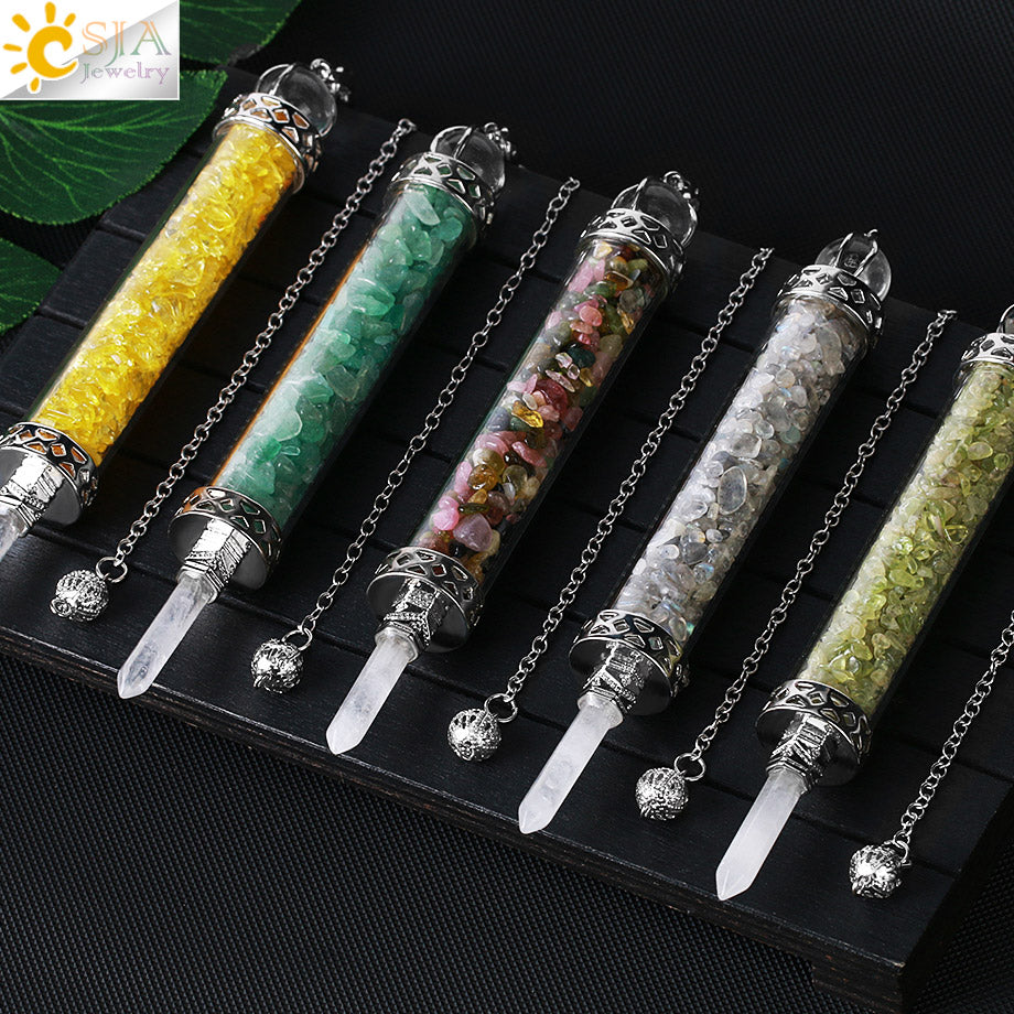 Csja Wishing Bottle Pendulum For Divination Crystal Stone Pendant