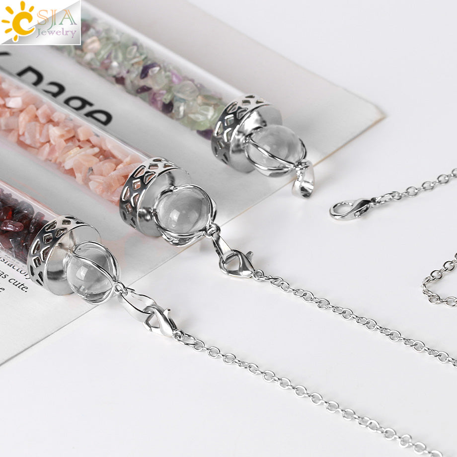 Csja Wishing Bottle Pendulum For Divination Crystal Stone Pendant