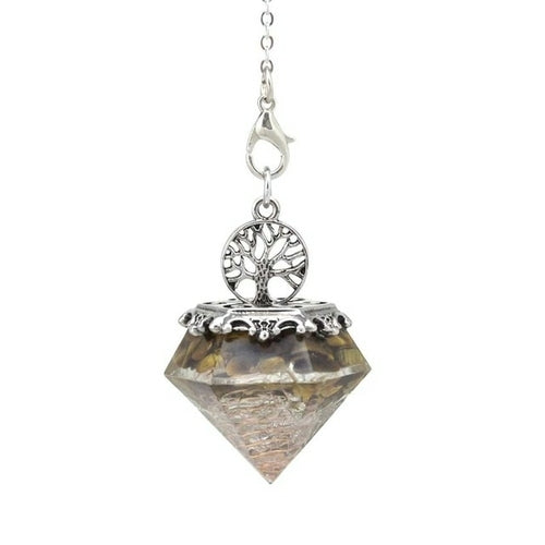 KFT Natural Crystal Stone Orgonite Orgone Hexagonal Pyramid Tree of