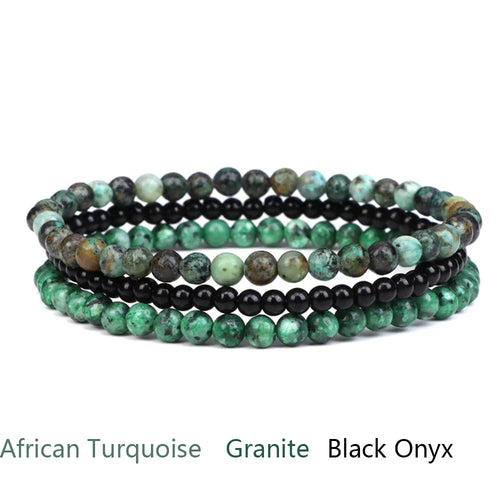 4mm Natural Stone Beads Bracelet With 3pcs Stones Rose Quartzs