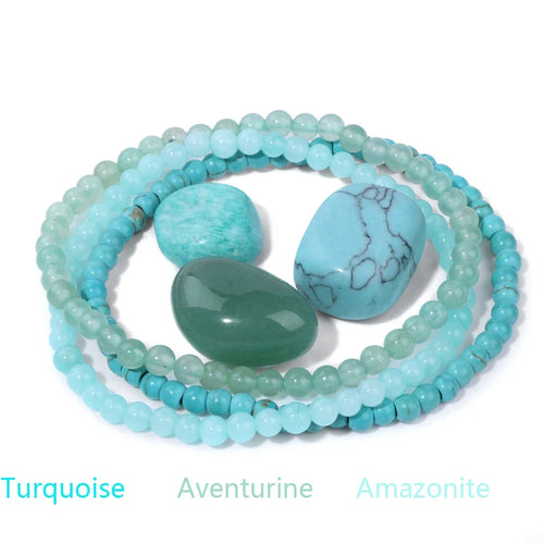 4mm Natural Stone Beads Bracelet With 3pcs Stones Rose Quartzs