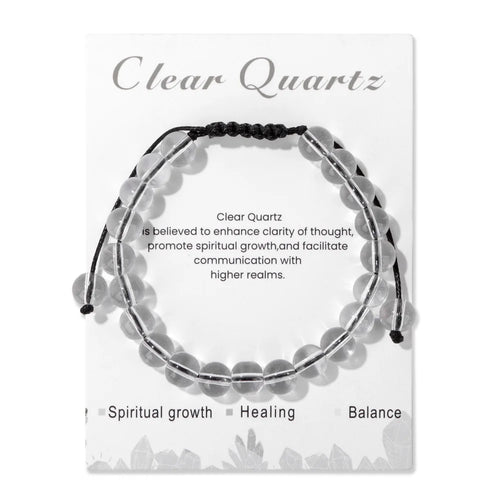 New Natural Stone Amethysts Bracelet with Card 8mm Pink Quartz