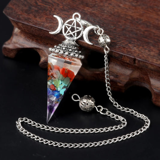 2025 Crystal Stone Pendulum Three Phases Hexagonal Cone Pendant