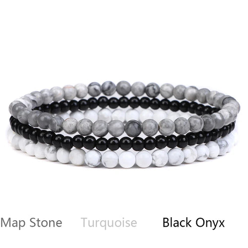 4mm Natural Stone Beads Bracelet With 3pcs Stones Rose Quartzs