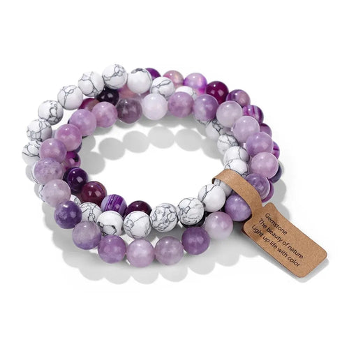 Natural Stone Crystal Beads Semi Precious Women's Bracelet Amethyst