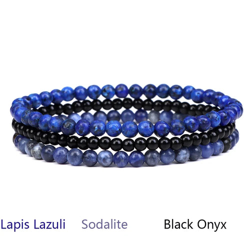 4mm Natural Stone Beads Bracelet With 3pcs Stones Rose Quartzs
