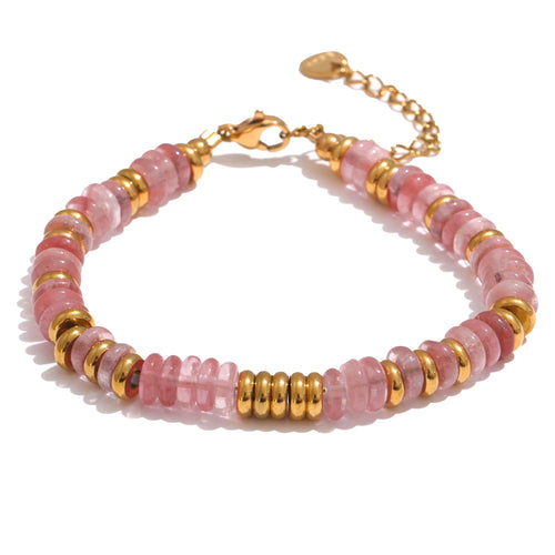 Yhpup Colorful Natural Stone Beads Chain Handmade Bracelet Bangle