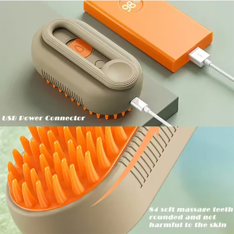 Cat Dog Pet Spray Massage Brush One Button Steam Spray Folding