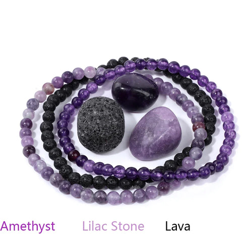4mm Natural Stone Beads Bracelet With 3pcs Stones Rose Quartzs