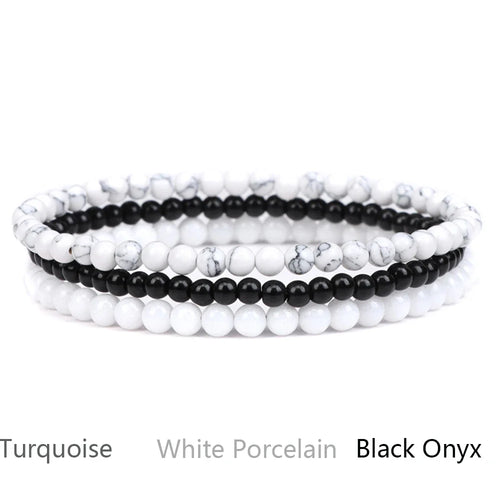 4mm Natural Stone Beads Bracelet With 3pcs Stones Rose Quartzs