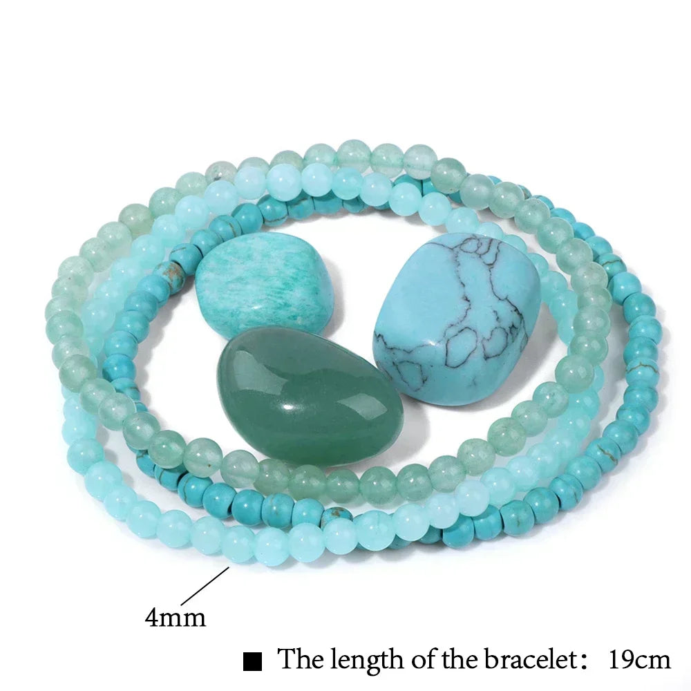 4mm Natural Stone Beads Bracelet With 3pcs Stones Rose Quartzs