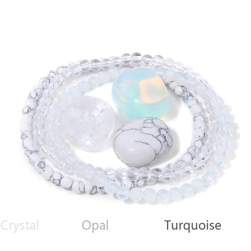 4mm Natural Stone Beads Bracelet With 3pcs Stones Rose Quartzs