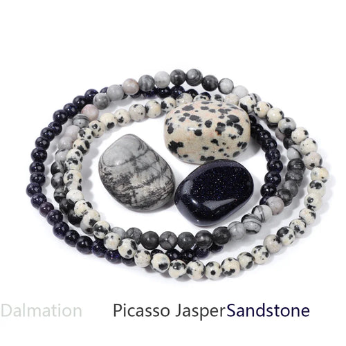 4mm Natural Stone Beads Bracelet With 3pcs Stones Rose Quartzs