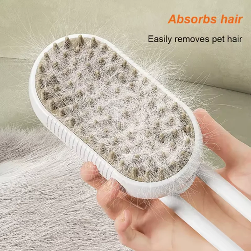 Cat Dog Pet Spray Massage Brush One Button Steam Spray Folding