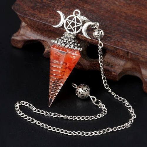 2025 Crystal Stone Pendulum Three Phases Hexagonal Cone Pendant