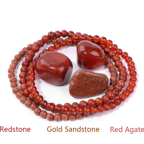 4mm Natural Stone Beads Bracelet With 3pcs Stones Rose Quartzs