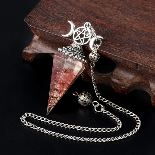 2025 Crystal Stone Pendulum Three Phases Hexagonal Cone Pendant
