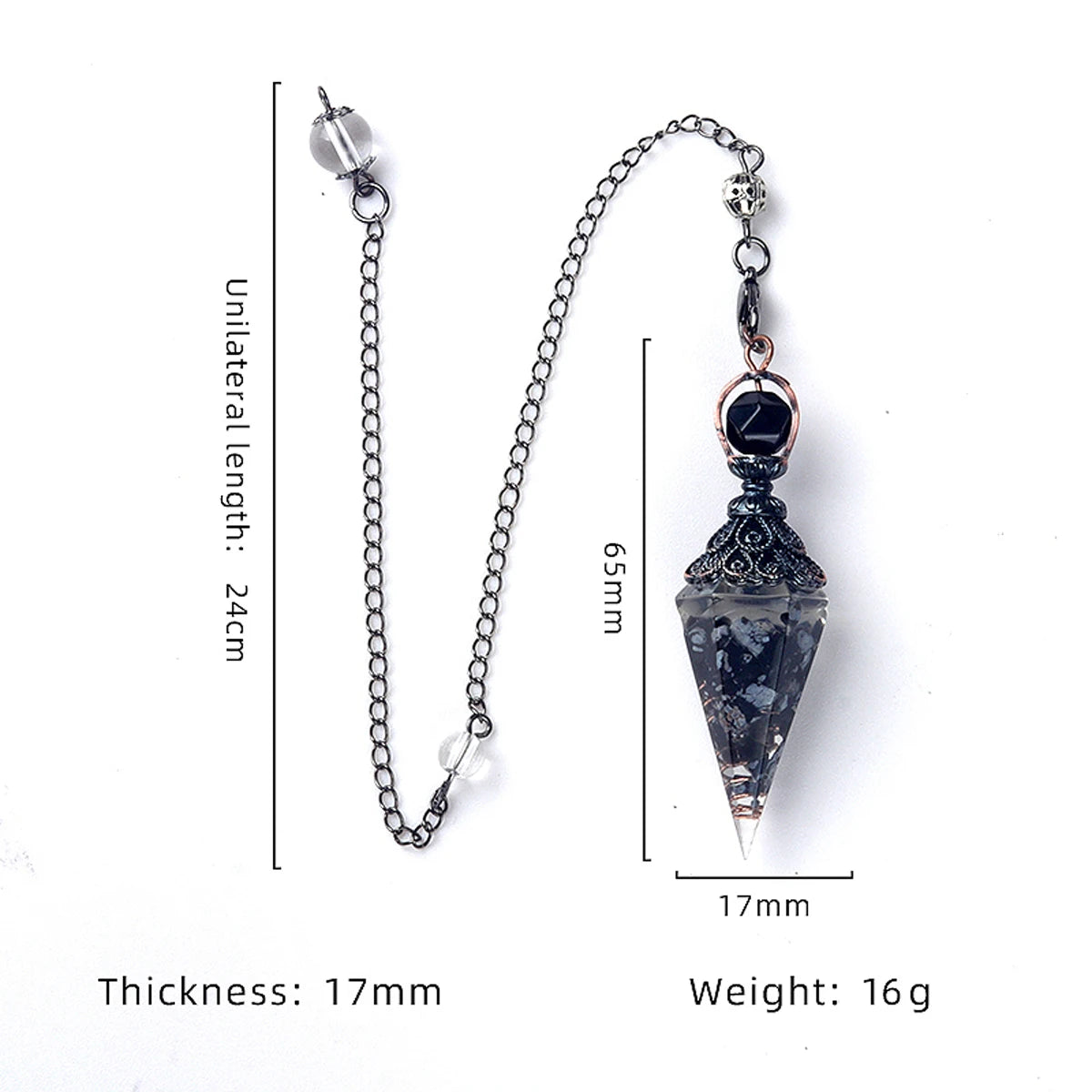 7 Chakras Natural Chips Gravel Crystal Hexagonal Cone Pendant Pendule