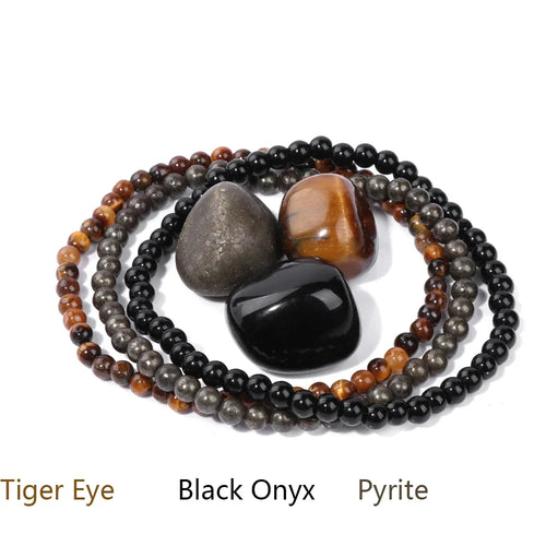 4mm Natural Stone Beads Bracelet With 3pcs Stones Rose Quartzs